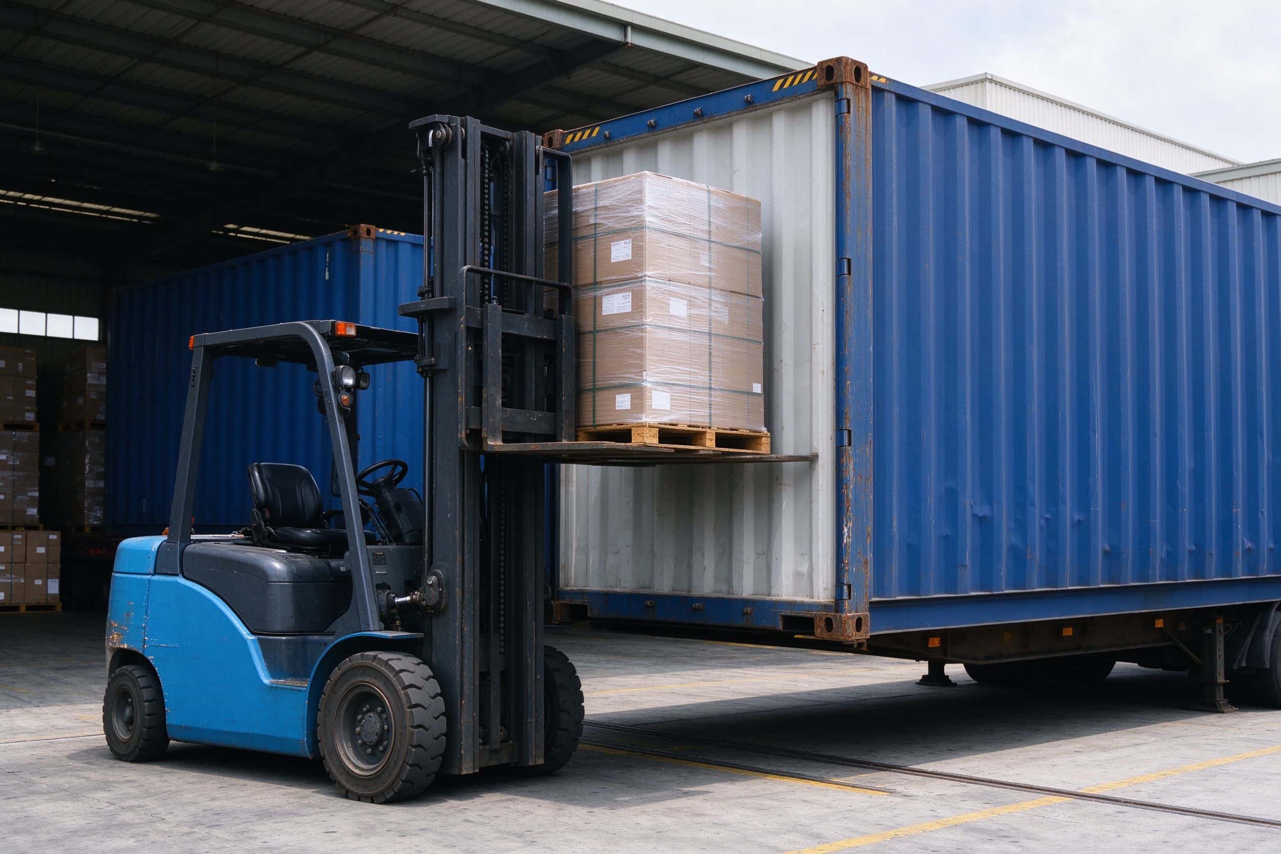 Forklift Loading Shipping Container - Export Packaging and Shipping