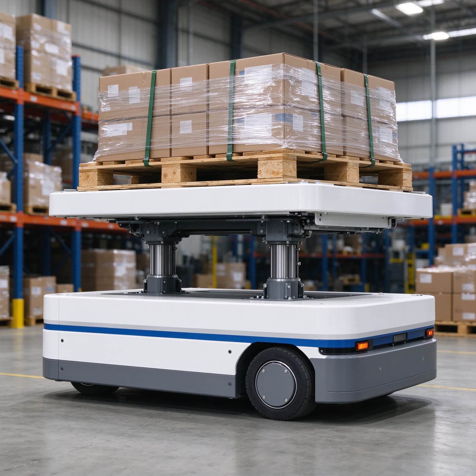 Platform Style AGV for Unmanned Material Handling with Rated Load Capacity 200 kg, Dimensions (L × W × H) 720 × 550 × 335 mm