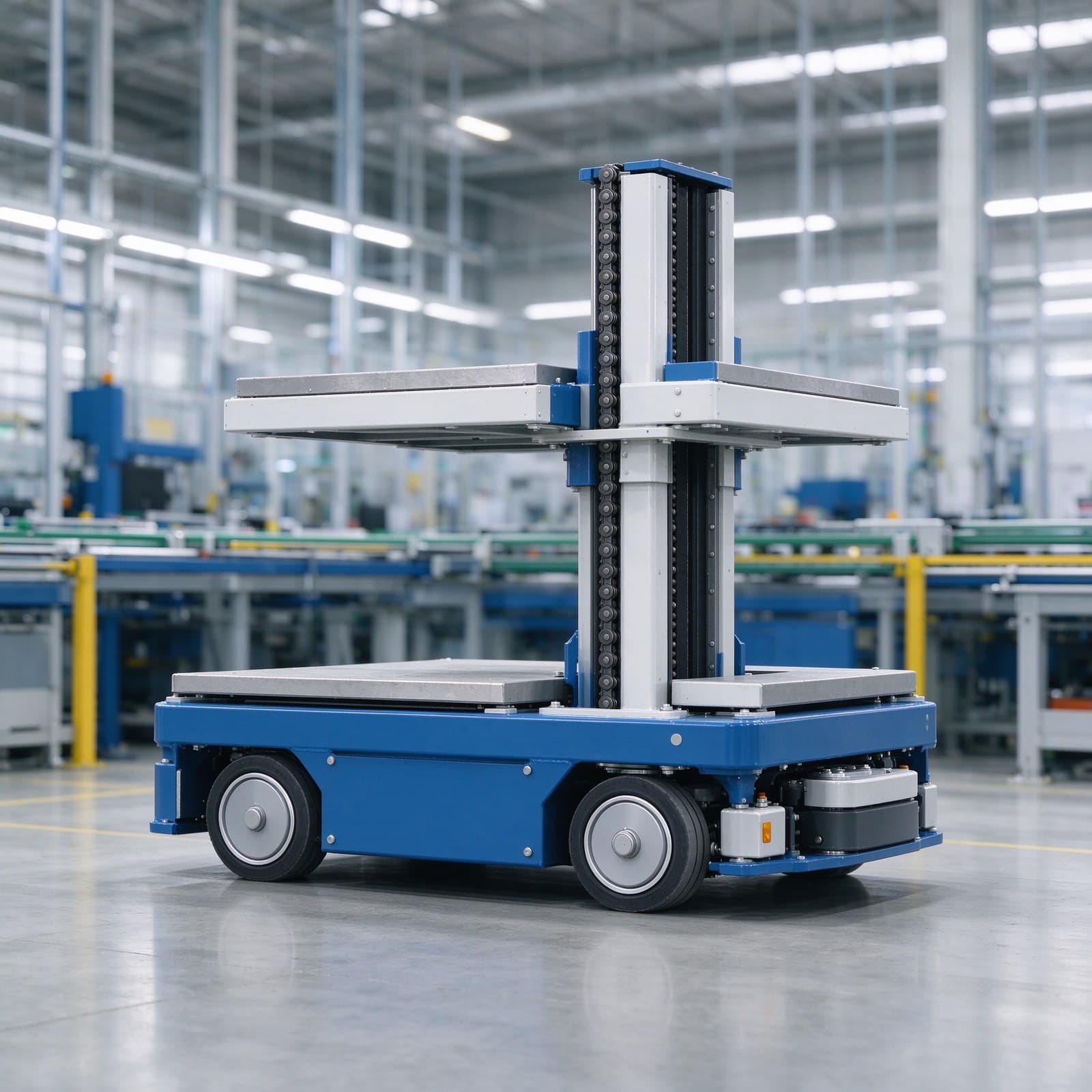 Zhenyu Robotics unmanned material handling robot with Electric rigid chain structure… and Laser, QR code, Magnetic tape…