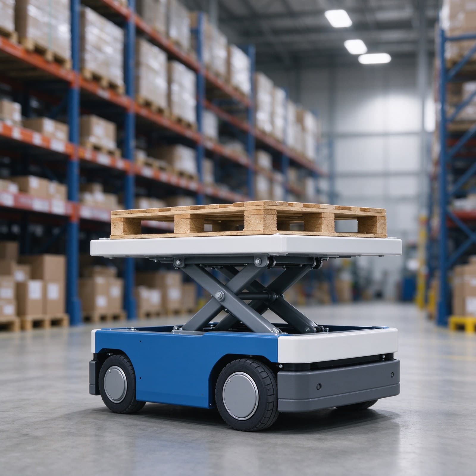Platform Style AGV for Unmanned Material Handling with Rated Load Capacity 1000kg, Max. Lifting Height 60mm