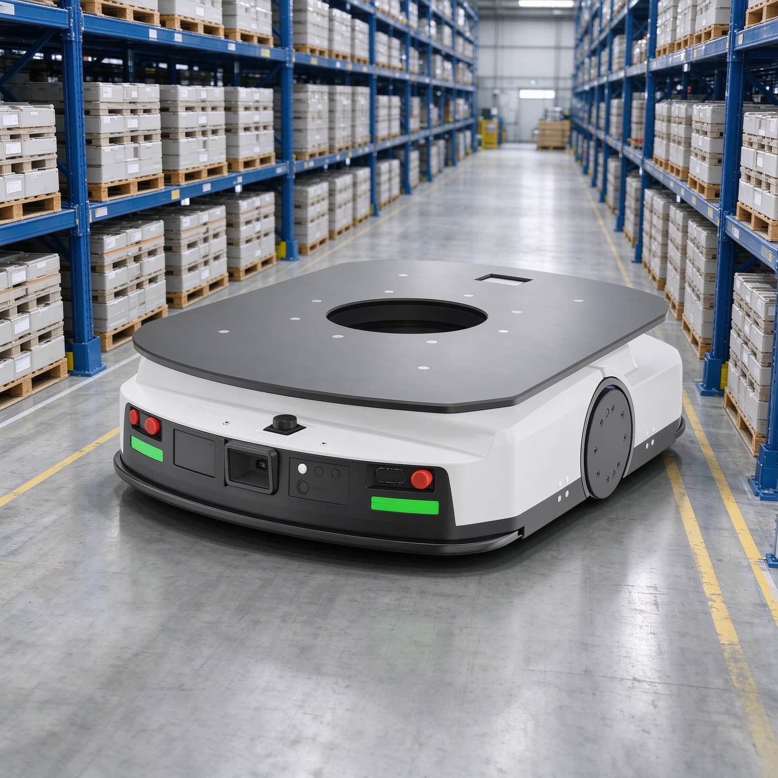 Platform Style AGV for Unmanned Material Handling with Rated Load Capacity 1500kg, Max. Lifting Height 60mm