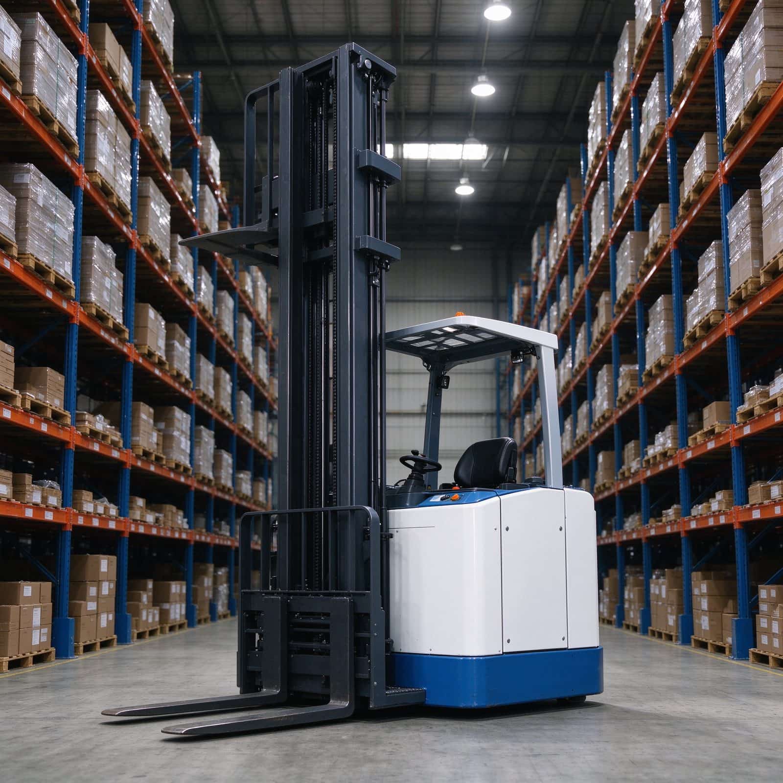 1.5 Ton Stand-On Electric Reach Truck for Drive-In Racks