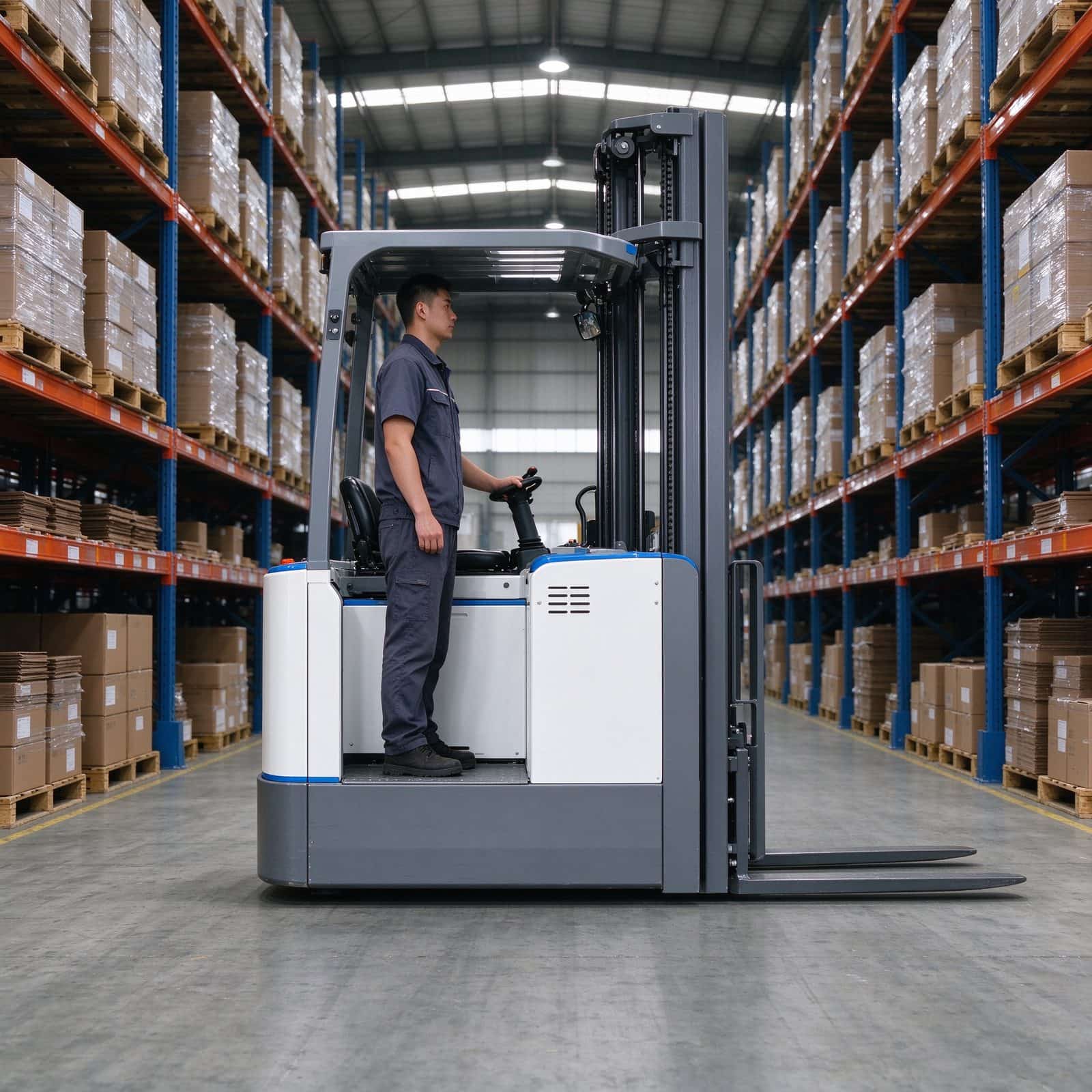 1.5 Ton Stand-On Electric Stacker for Medium-Distance Transport