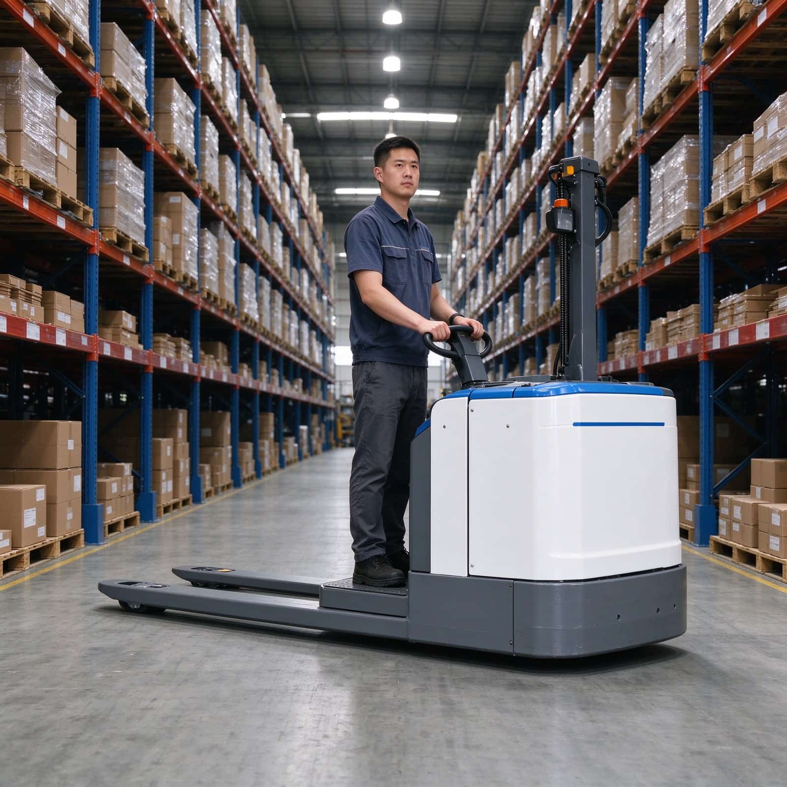 2 Ton Stand-On Electric Pallet Truck, 10 km/h Fast Transport
