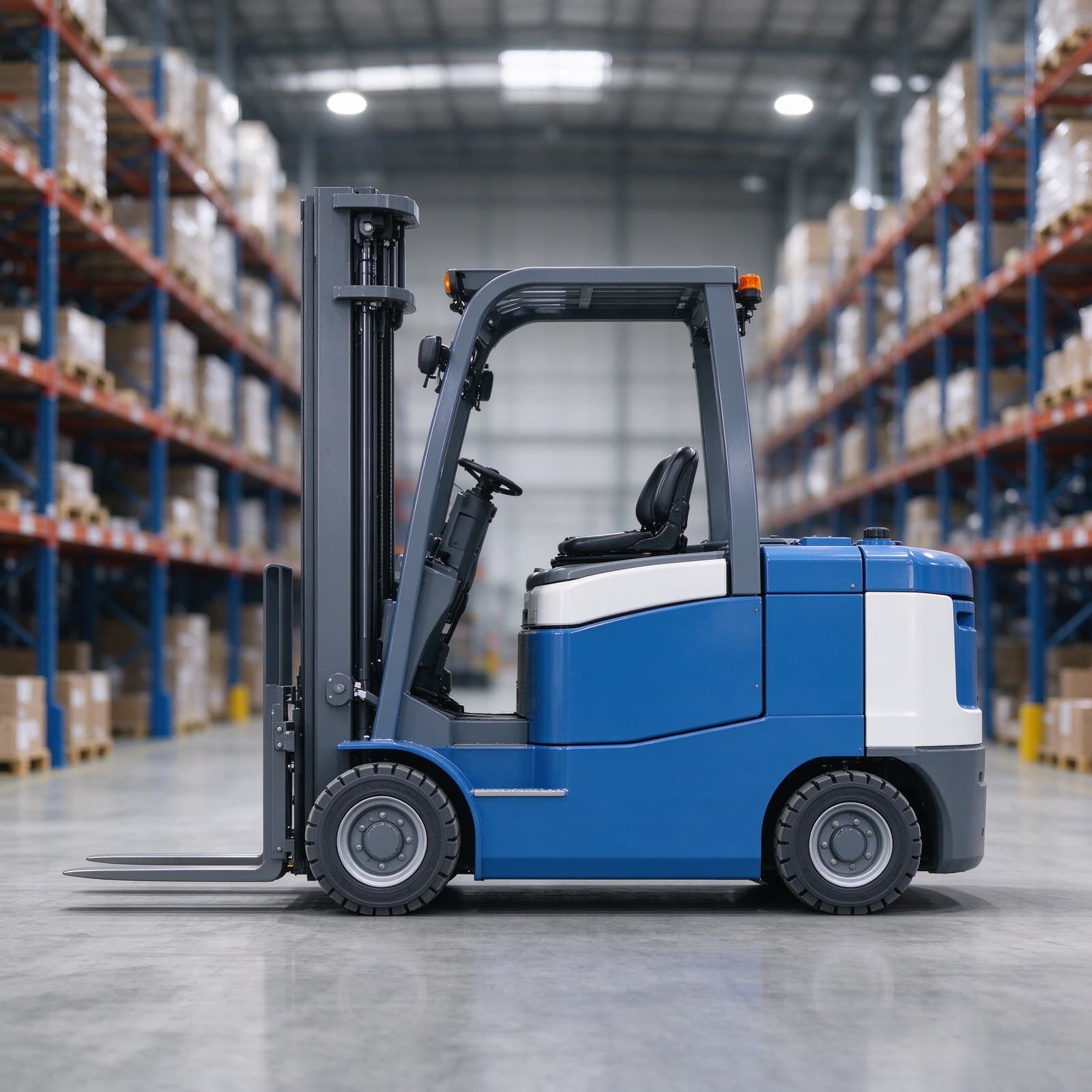 Zhenyu Robotics autonomous unmanned forklift with Reach fork arm, balance weight… and Laser, QR code, Magnetic strip…
